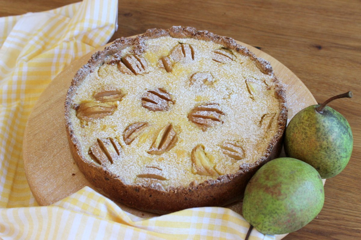 birnenkuchen mit pudding