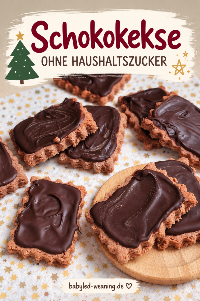 Schokokekse mit Weihnachtssternen