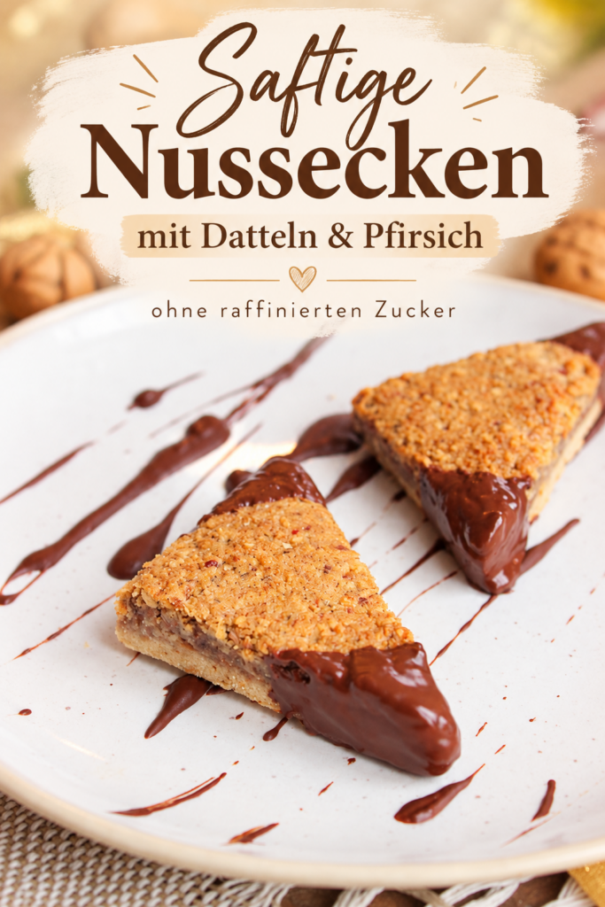 Saftige Nussecken mit Datteln Pfirsich