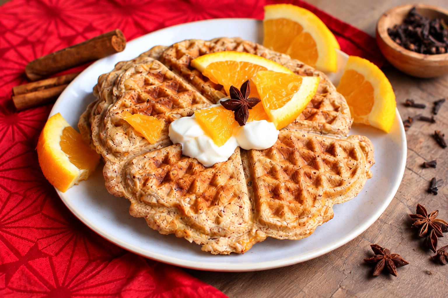 Weihnachtswaffeln mit Orange und Gewuerzen 1