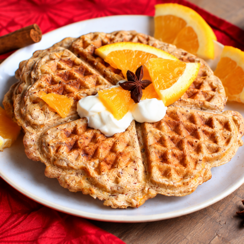 Weihnachtswaffeln mit Orange und Gewuerzen